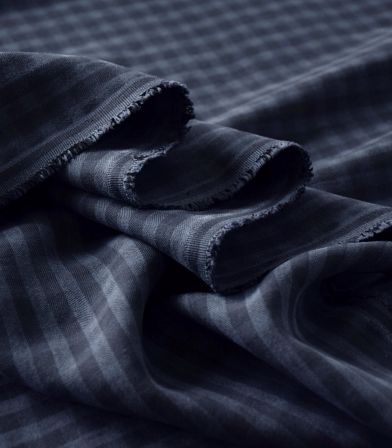 Tissu Two tone check - Dark Navy Tissu Two tone check - Dark Navy