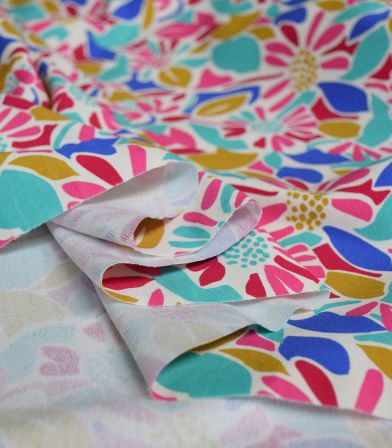 Tissu French terry - Daisy multico Tissu French terry - Daisy multico