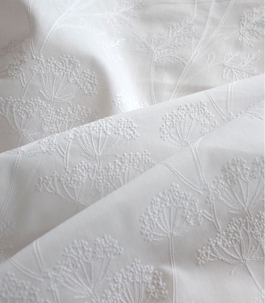 Coton brodé Ombelles - blanc