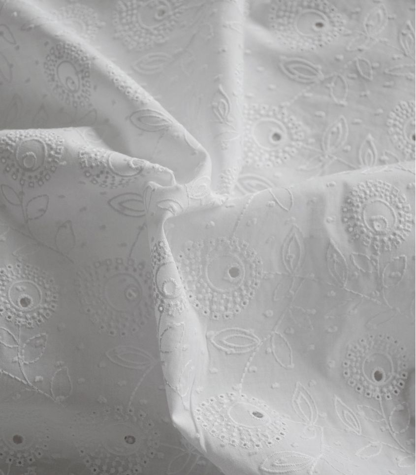Coton plumetis brodé Rétro - blanc