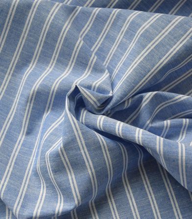 Tissu coton lin - Blue Stripe