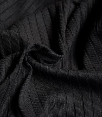 Tissu jersey ribbed - Noir
