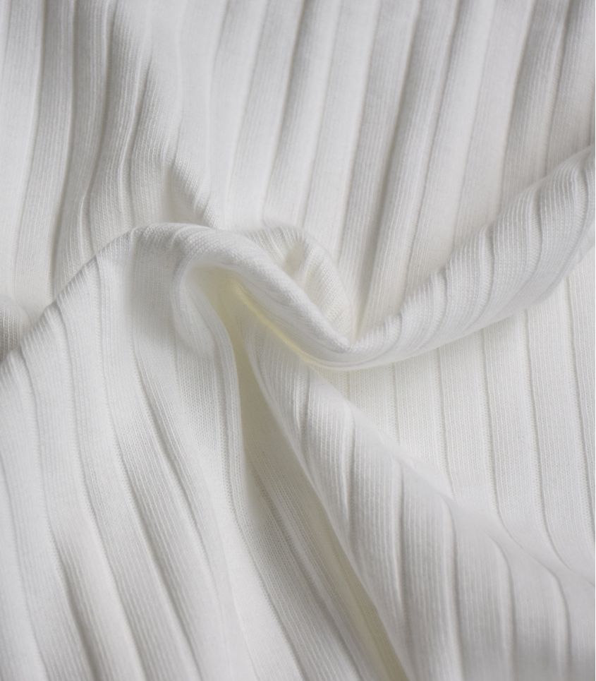 Tissu jersey ribbed - Ivoire