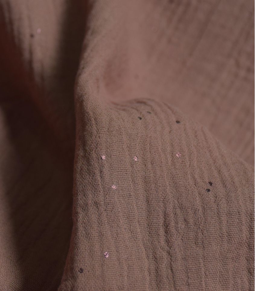 Tissu double gaze - Hot foil Sakura Chesnut
