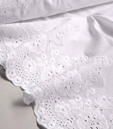 Tissu voile de coton festonné - Eglantine