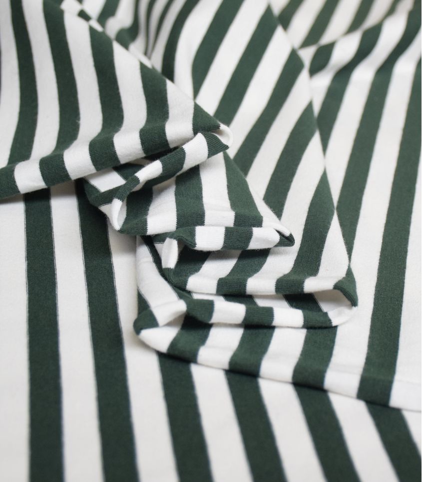 Tissu jersey stripe - Dark green