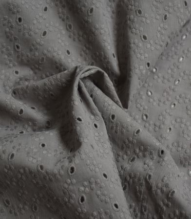 Broderie anglaise Guirlande fleurie - Gris