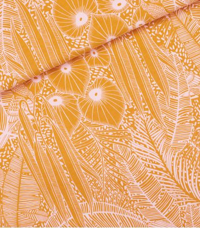 Tissu French terry - Foliage song - Yellow amber Tissu French terry - Foliage song - Yellow amber