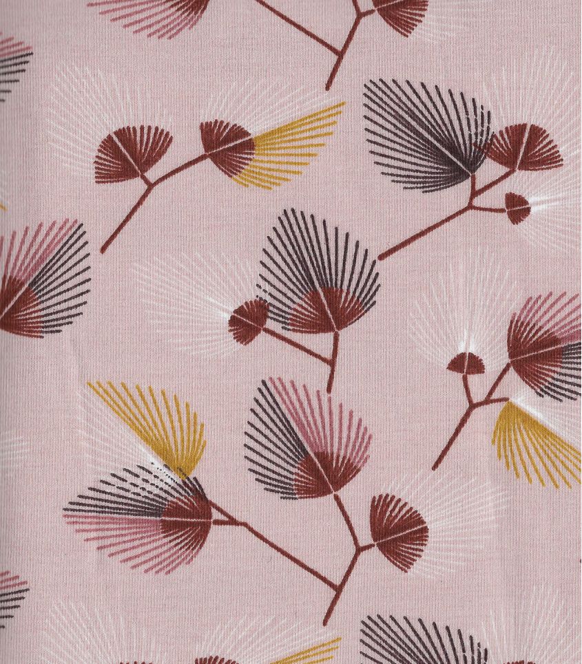 Tissu French terry brushed - Leaves Old pink