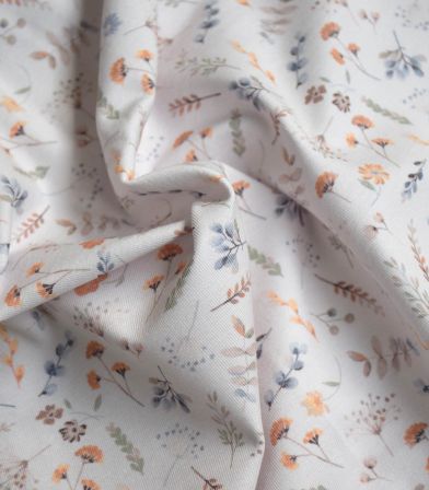 Tissu jersey - Flowers khaki Terra blue Tissu jersey - Flowers khaki Terra blue