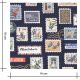 Tissu coton - Bon Voyage - Postage Stamps - Navy Metallic