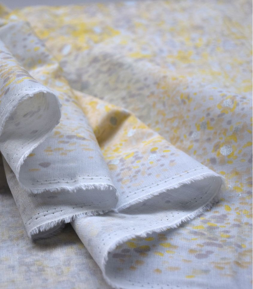 Tissu japonais Nani Iro- Bird Eye Grey & Yellow