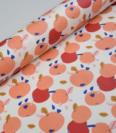 Tissu coton enduit Satsuma - Blanc cassé orange Tissu coton enduit Satsuma - Blanc cassé orange