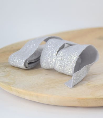 Biais élastique lurex argent - blanc Biais élastique lurex argent - blanc