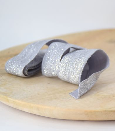 Biais élastique lurex argent - gris Biais élastique lurex argent - gris