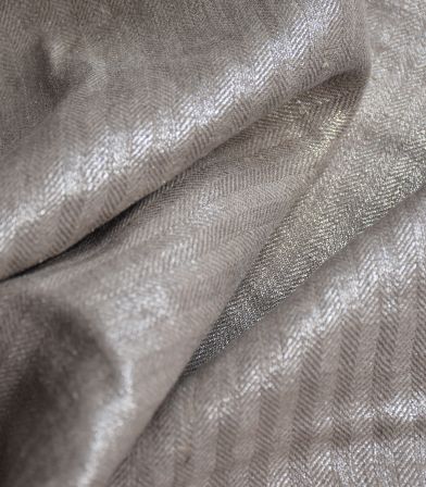Tissu Lin Chevrons irisé - Naturel argent Tissu Lin Chevrons irisé - Naturel argent
