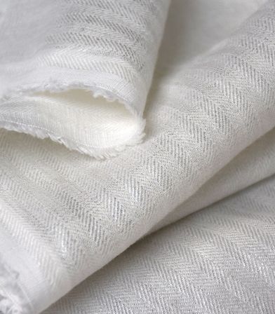 Tissu Lin Chevrons irisé - Blanc argent Tissu Lin Chevrons irisé - Blanc argent