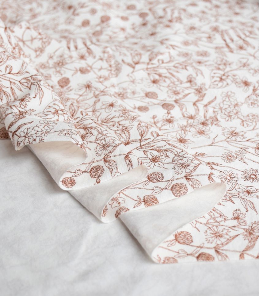 Tissu jersey imprimé Fleurs de trèfle - Blanc cassé