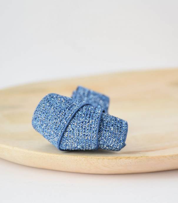 Elastique lurex bleu 25mm
