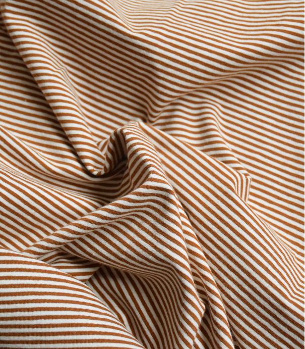 Tissu jersey rayé - Caramel