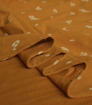 Tissu jersey imprimé branchettes - Caramel