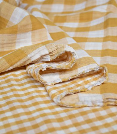 Double gaze Double face Cheks - Jaune moutarde Double gaze Double face Cheks - Jaune moutarde