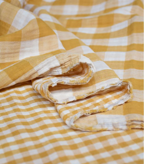 Double gaze Double face Cheks - Jaune moutarde Double gaze Double face Cheks - Jaune moutarde
