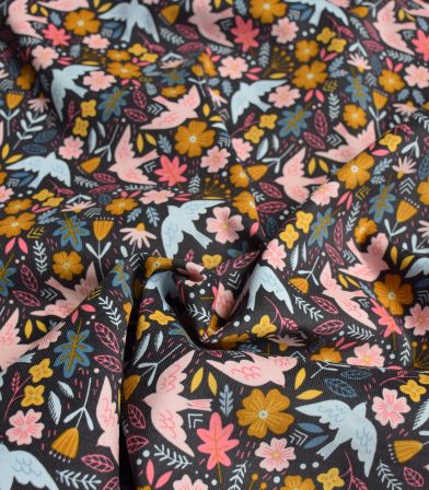 Tissu velours milleraies Birdy - Gray Tissu velours milleraies Birdy - Gray