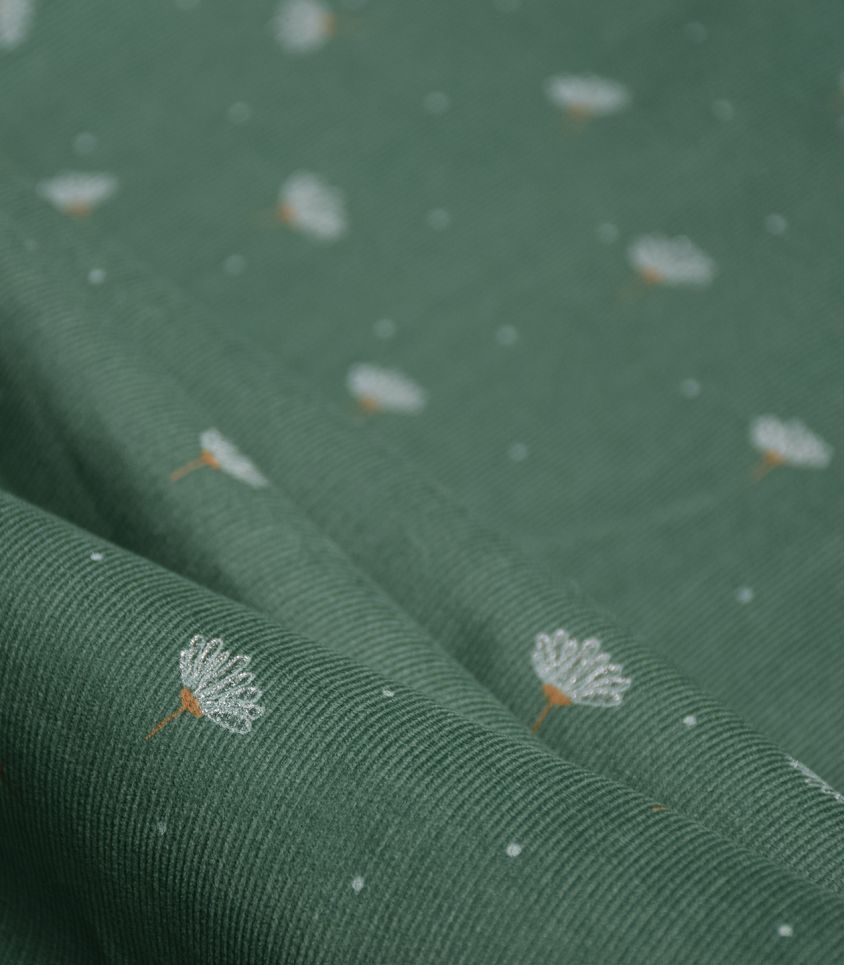 Tissu velours milleraies Shiny daisy - Green