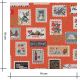 Tissu coton - Bon Voyage - Postage Stamps - Rouge Metallic
