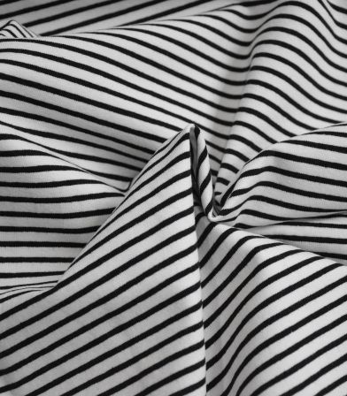 Tissu jersey marinière - Noir