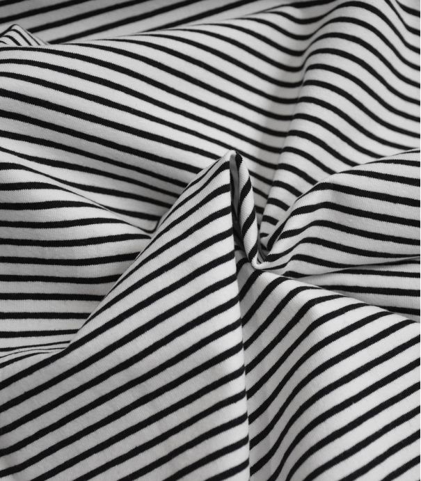 Tissu jersey marinière - Noir Tissu jersey marinière - Noir
