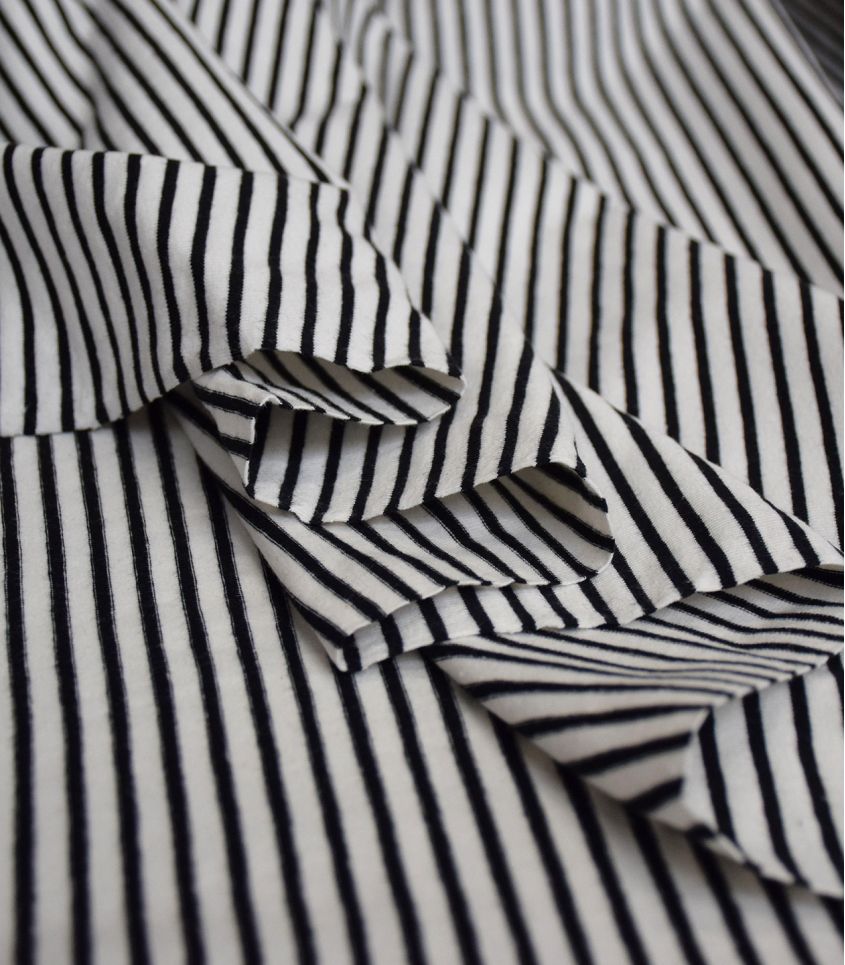 Tissu jersey marinière - Noir