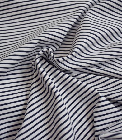 Tissu jersey marinière - Navy