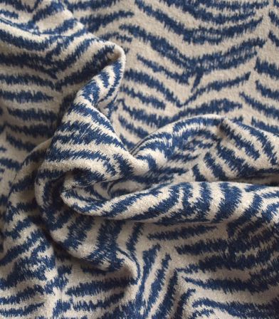 Tissu Fibremood lainage - Zebra blue Tissu Fibremood lainage - Zebra blue