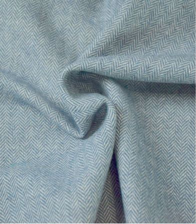 Tissu lainage Petits chevrons Ciel Tissu lainage Petits chevrons Ciel