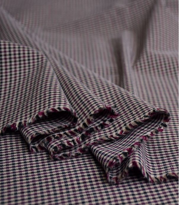 Tissu Bengaline check candy - Prune Tissu Bengaline check candy - Prune