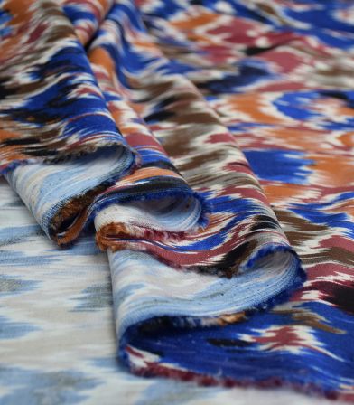 Tissu twill viscose - Ikat blue Tissu twill viscose - Ikat blue