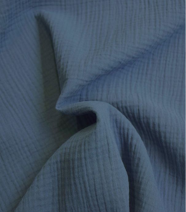 Double gaze coton bio - Mineral blue