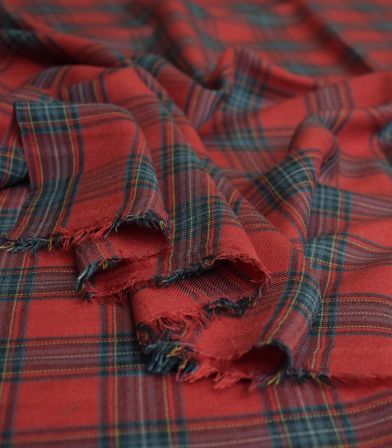 Tissu viscose Checks Dublin - Rouge Tissu viscose Checks Dublin - Rouge