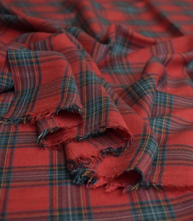 Tissu viscose Checks Dublin - Rouge