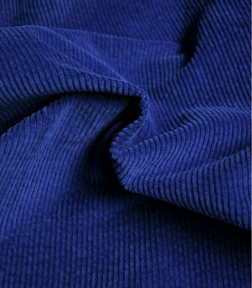 Tissu en velours côtelé élasthanne - Bleu