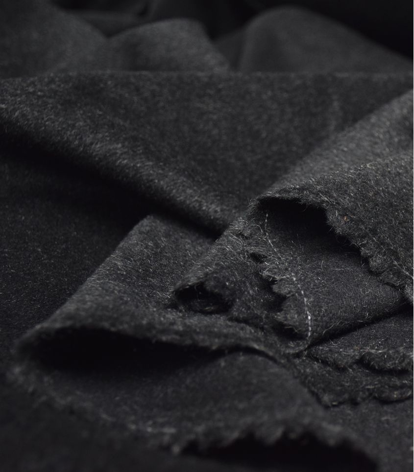 Tissu Lainage - Poilu noir
