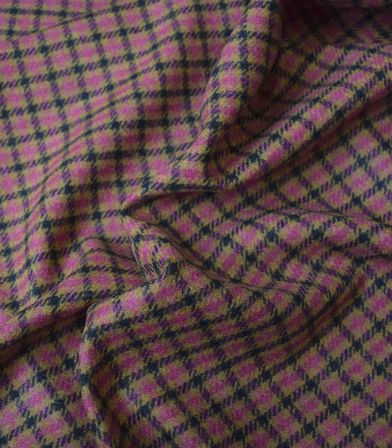 Tissu Lainage fin - Petits carreaux rose Tissu Lainage fin - Petits carreaux rose