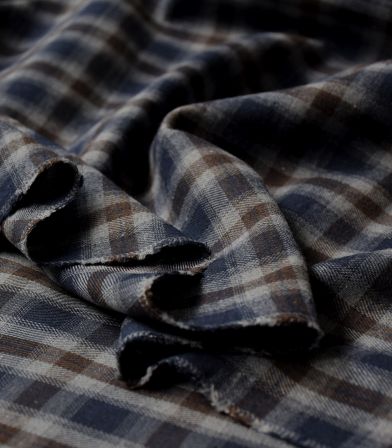 Tissu Katia - Flanelle carreaux Blue & Choco Tissu Katia - Flanelle carreaux Blue & Choco