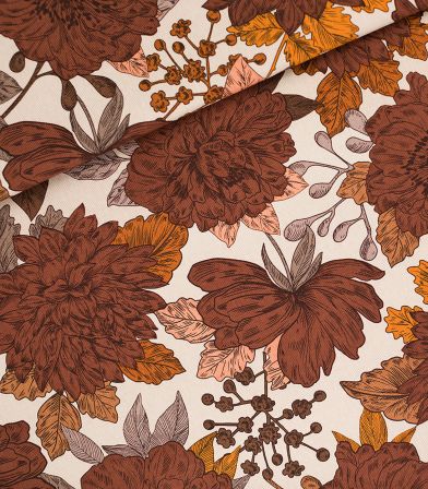 Tissu gabardine Peonies - Almond peach Tissu gabardine Peonies - Almond peach