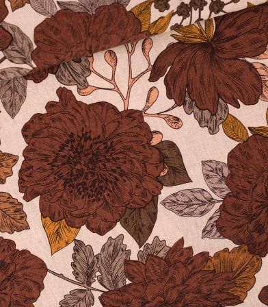 Tissu Lin viscose Peonies - Almond peach Tissu Lin viscose Peonies - Almond peach