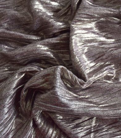 Tissu Jersey crinkle - lamé Rose argenté Tissu Jersey crinkle - lamé Rose argenté