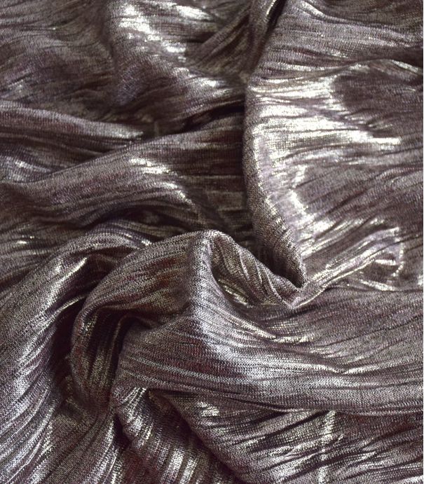 Tissu Jersey crinkle - lamé Rose argenté