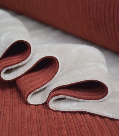 Tissu double face sherpa / velours - brique Tissu double face sherpa / velours - brique